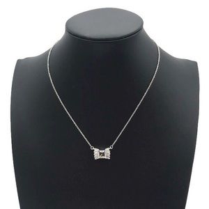 Kate Spade NY Le Soir Crystal Bow Necklace Silver
